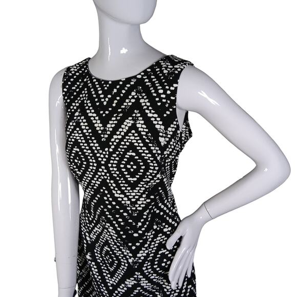 Mario Serrani Italy Dress Size 10 Black and White Abstract Print Sleeveless - Picture 2 of 9